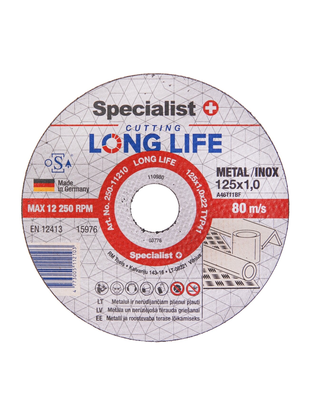 Specialist+ SPECIALIST+ metalo pj.diskas LONG LIFE, 125x1x22 mm Specialist+ SPECIALIST+ metalo pj.diskas LONG LIFE, 125x1x22 mm