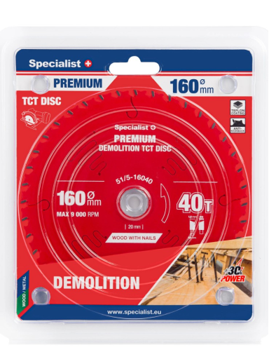 Specialist+ Pjovimo diskas 160x40Tx20mm, Demolition PREMIUM, SPECIALIST+