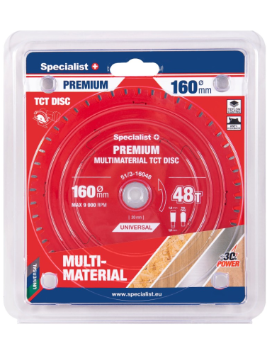 Specialist+ Pjovimo diskas 160x48Tx20mm, Multimaterial PREMIUM, SPECIALIST+