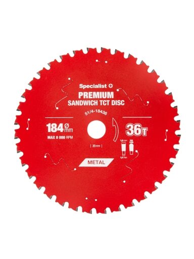 Specialist+ Pjovimo diskas 184x36Tx20/16mm, Sandwich PREMIUM, SPECIALIST+