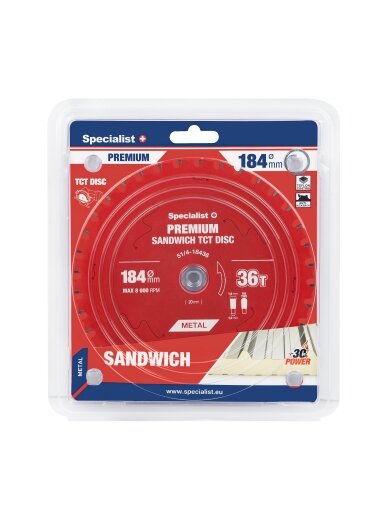 Specialist+ Pjovimo diskas 184x36Tx20/16mm, Sandwich PREMIUM, SPECIALIST+