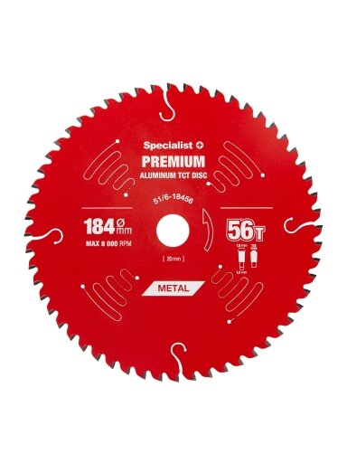 Specialist+ Pjovimo diskas 184x56Tx20/16mm, Aluminium PREMIUM, SPECIALIST+