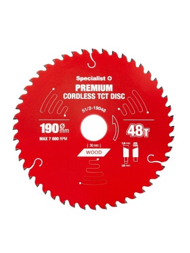 Specialist+ Pjovimo diskas 190x48Tx30mm, Cordless PREMIUM, SPECIALIST+