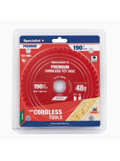Specialist+ Pjovimo diskas 190x48Tx30mm, Cordless PREMIUM, SPECIALIST+