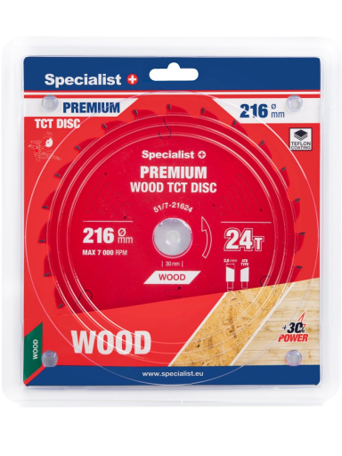 Specialist+ Pjovimo diskas 216x24Tx30mm, Wood PREMIUM, SPECIALIST+ Specialist+ Pjovimo diskas 216x24Tx30mm, Wood PREMIUM, SPECIALIST+
