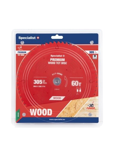 Specialist+ Pjovimo diskas 305x60Tx30mm, Wood PREMIUM, SPECIALIST+