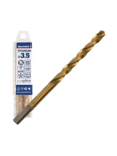 Specialist+ SPECIALIST+ metalo grąžtas TITAN, 3.5 mm, 10 vnt.
