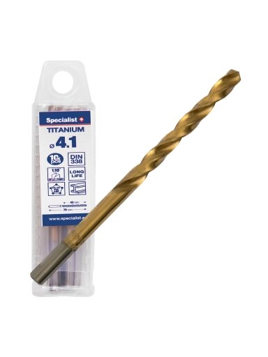 Specialist+ SPECIALIST+ metalo grąžtas TITAN, 4.1 mm, 10 vnt.