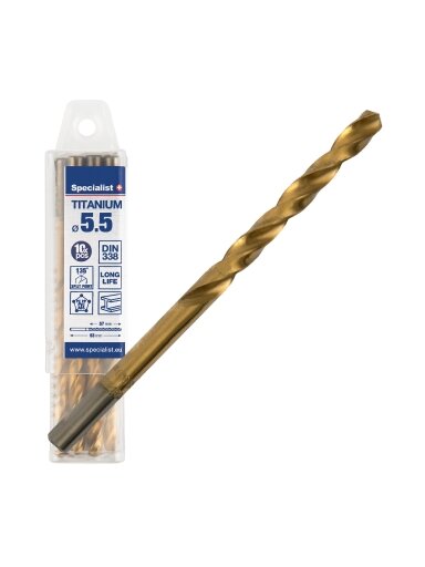 Specialist+ SPECIALIST+ metalo grąžtas TITAN, 5.5 mm, 10 vnt.