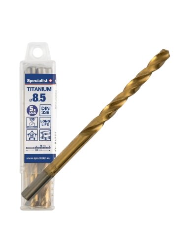 Specialist+ SPECIALIST+ metalo grąžtas TITAN, 8.5 mm, 5 vnt.