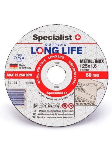 Specialist+ SPECIALIST+ metalo pj.diskas LONG LIFE, 125x1.6x22 mm