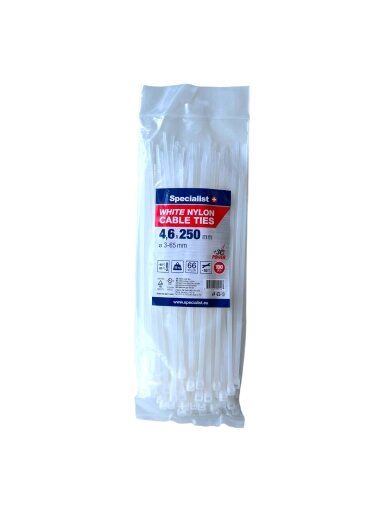 Specialist+ SPECIALIST+ nailon. dirželis, baltas, 4.6x250 mm, 100 vnt.