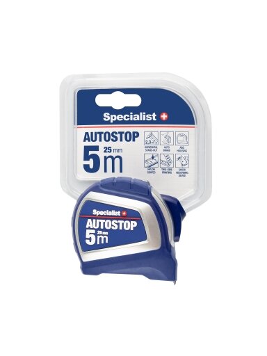 Specialist+ SPECIALIST+ ruletė AUTOSTOP 5 m, 25 mm