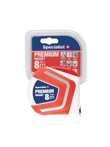 Specialist+ SPECIALIST+ ruletė PREMIUM 8 m, 27 mm
