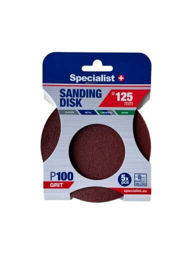 Specialist+ SPECIALIST+ šlifavimo popierius P100, 125 mm, 5 vnt.