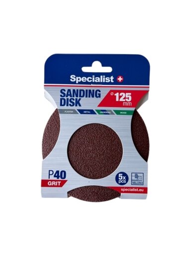 Specialist+ SPECIALIST+ šlifavimo popierius P40, 125 mm, 5 vnt.