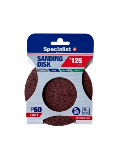 Specialist+ SPECIALIST+ šlifavimo popierius P60, 125 mm, 5 vnt.