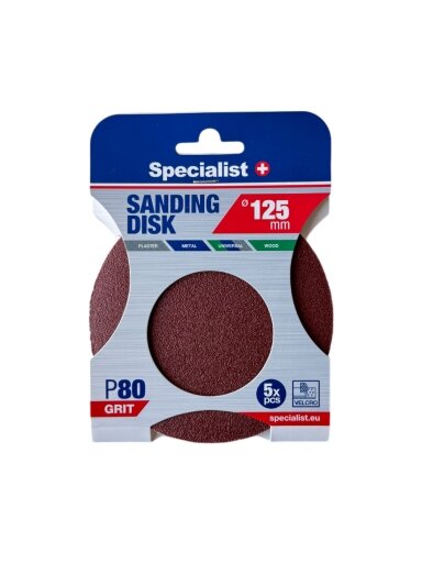 Specialist+ SPECIALIST+ šlifavimo popierius P80, 125 mm, 5 vnt.