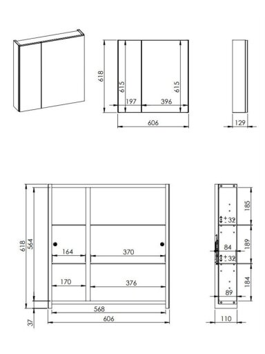 SPINTEL SU VEIDR PAKABINAMA BASIC 60 CM
