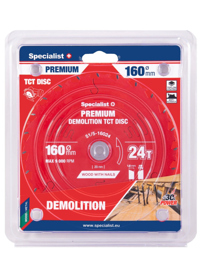 Specialist+ Pjovimo diskas 160x24Tx20mm, Demolition PREMIUM, SPECIALIST+ Specialist+ Pjovimo diskas 160x24Tx20mm, Demolition PREMIUM, SPECIALIST+