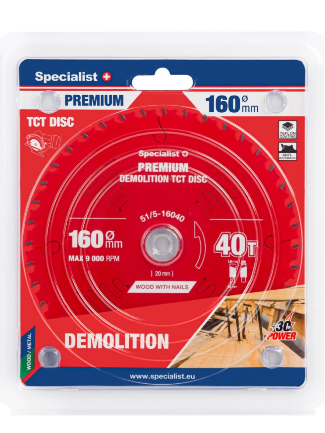Specialist+ Pjovimo diskas 160x40Tx20mm, Demolition PREMIUM, SPECIALIST+ Specialist+ Pjovimo diskas 160x40Tx20mm, Demolition PREMIUM, SPECIALIST+