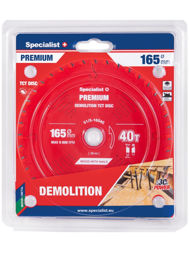 Specialist+ Pjovimo diskas 165x40Tx20mm, Demolition PREMIUM, SPECIALIST+ Specialist+ Pjovimo diskas 165x40Tx20mm, Demolition PREMIUM, SPECIALIST+