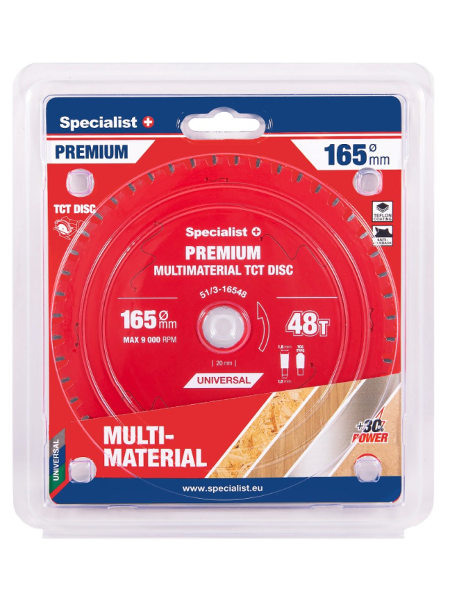 Specialist+ Pjovimo diskas 165x48Tx20mm, Multimaterial PREMIUM, SPECIALIST+