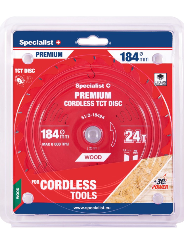 Specialist+ Pjovimo diskas 184x24Tx20/16mm, Cordless PREMIUM, SPECIALIST+ Specialist+ Pjovimo diskas 184x24Tx20/16mm, Cordless PREMIUM, SPECIALIST+