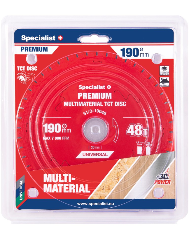 Specialist+ Pjovimo diskas 190x48Tx30mm, Multimaterial PREMIUM, SPECIALIST+ Specialist+ Pjovimo diskas 190x48Tx30mm, Multimaterial PREMIUM, SPECIALIST+