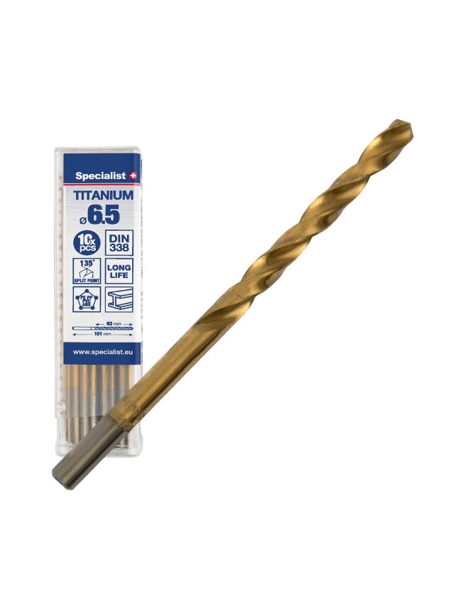 Specialist+ SPECIALIST+ metalo grąžtas TITAN, 6.5 mm, 10 vnt. Specialist+ SPECIALIST+ metalo grąžtas TITAN, 6.5 mm, 10 vnt.