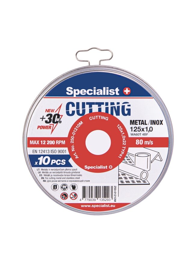 Specialist+ SPECIALIST+ metalo pj.diskas CUTTING, 125x1x22 mm 10 vnt. metal. d 1