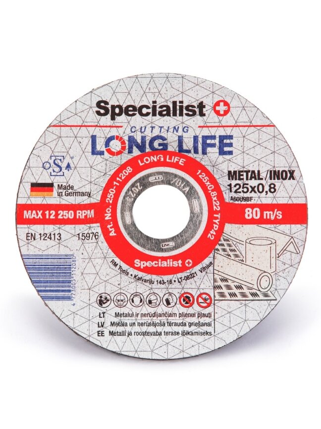 Specialist+ SPECIALIST+ metalo pj.diskas LONG LIFE, 125x0.8x22 mm Specialist+ SPECIALIST+ metalo pj.diskas LONG LIFE, 125x0.8x22 mm