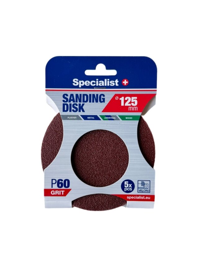 Specialist+ SPECIALIST+ šlifavimo popierius P60, 125 mm, 5 vnt. Specialist+ SPECIALIST+ šlifavimo popierius P60, 125 mm, 5 vnt.