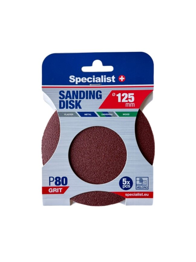 Specialist+ SPECIALIST+ šlifavimo popierius P80, 125 mm, 5 vnt. Specialist+ SPECIALIST+ šlifavimo popierius P80, 125 mm, 5 vnt.