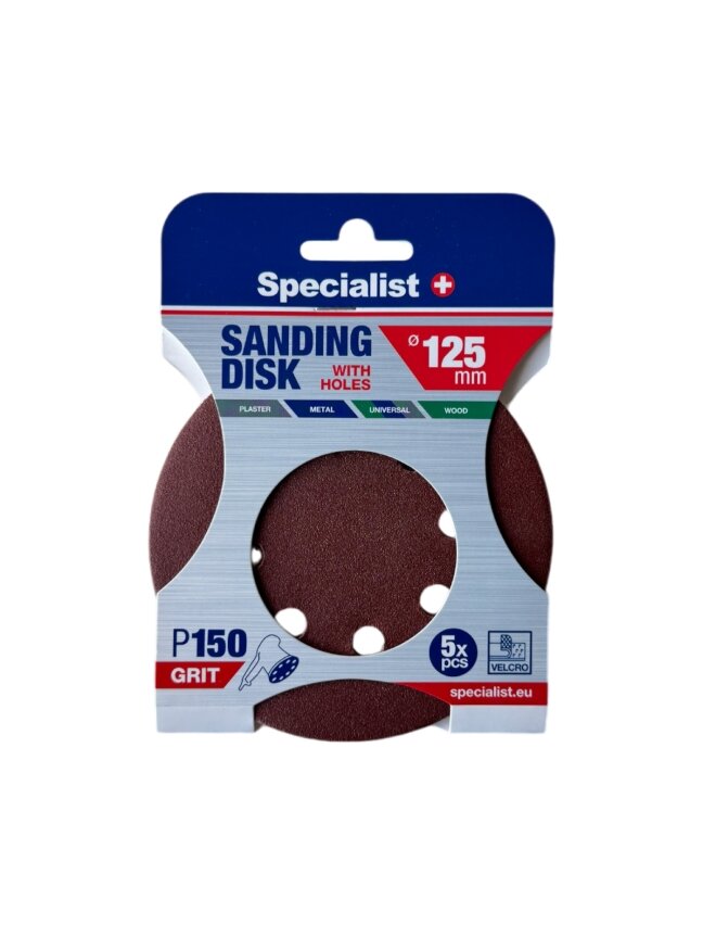 Specialist+ SPECIALIST+ šlifavimo popierius su skylėmis P150, 125 mm, 5 vnt. Specialist+ SPECIALIST+ šlifavimo popierius su skylėmis P150, 125 mm, 5 vnt.
