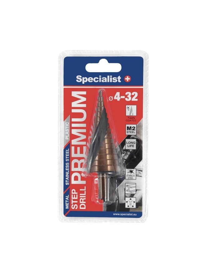 Specialist+ SPECIALIST+ žingsninis grąžtas PREMIUM, ⌀4-32 3 Specialist+ SPECIALIST+ žingsninis grąžtas PREMIUM, ⌀4-32 3