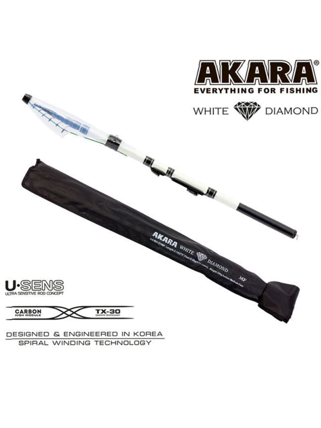 Spiningas teleskopinis AKARA White Diamond MF TX-30 240 cm 1