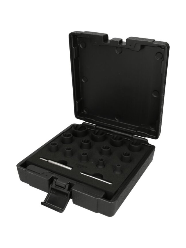 Spiralinio profilio galvučių rinkinis ¼" + ½" 15 vnt, 6-27mm, KS Tools 1 Spiralinio profilio galvučių rinkinis ¼" + ½" 15 vnt, 6-27mm, KS Tools 1