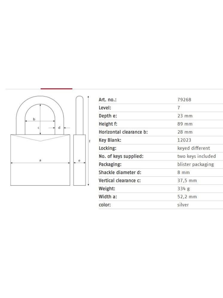 Spyna Abus 79268, sidabro, 89 mm x 52 mm 1 Spyna Abus 79268, sidabro, 89 mm x 52 mm 1