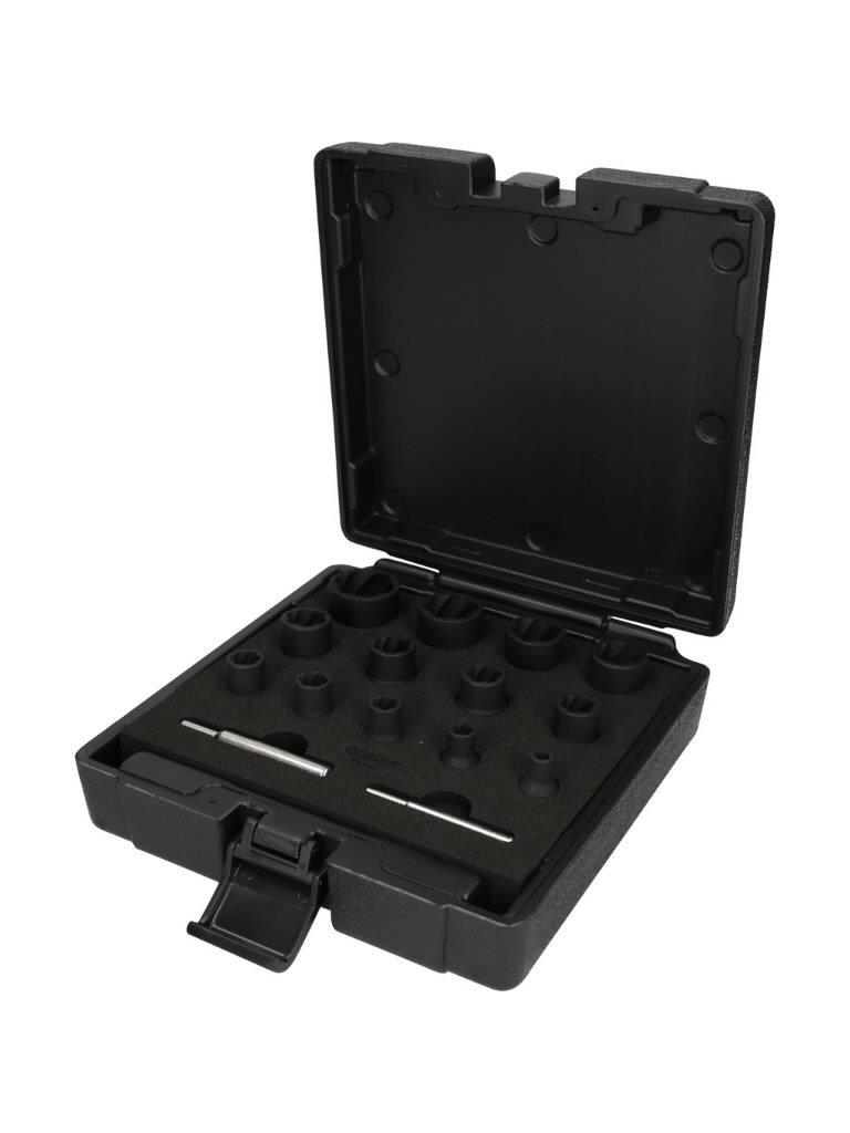 Spiralinio profilio galvučių rinkinis ¼" + ½" 15 vnt, 6-27mm, KS Tools
