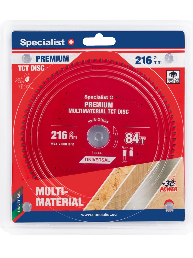 Specialist+ Pjovimo diskas 216x84Tx30mm, Multimaterial PREMIUM, SPECIALIST+ Specialist+ Pjovimo diskas 216x84Tx30mm, Multimaterial PREMIUM, SPECIALIST+