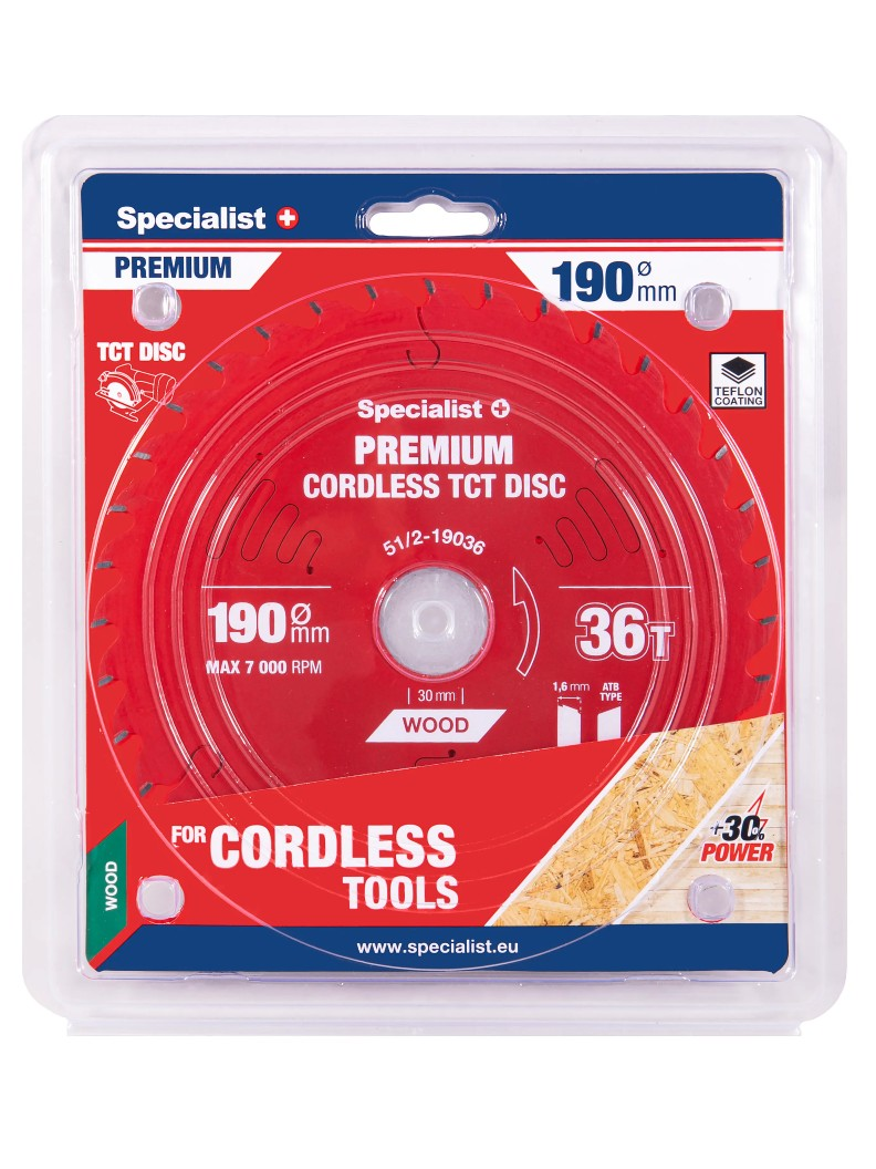 Specialist+ Pjovimo diskas 190x36Tx30mm, Cordless PREMIUM SPECIALIST+