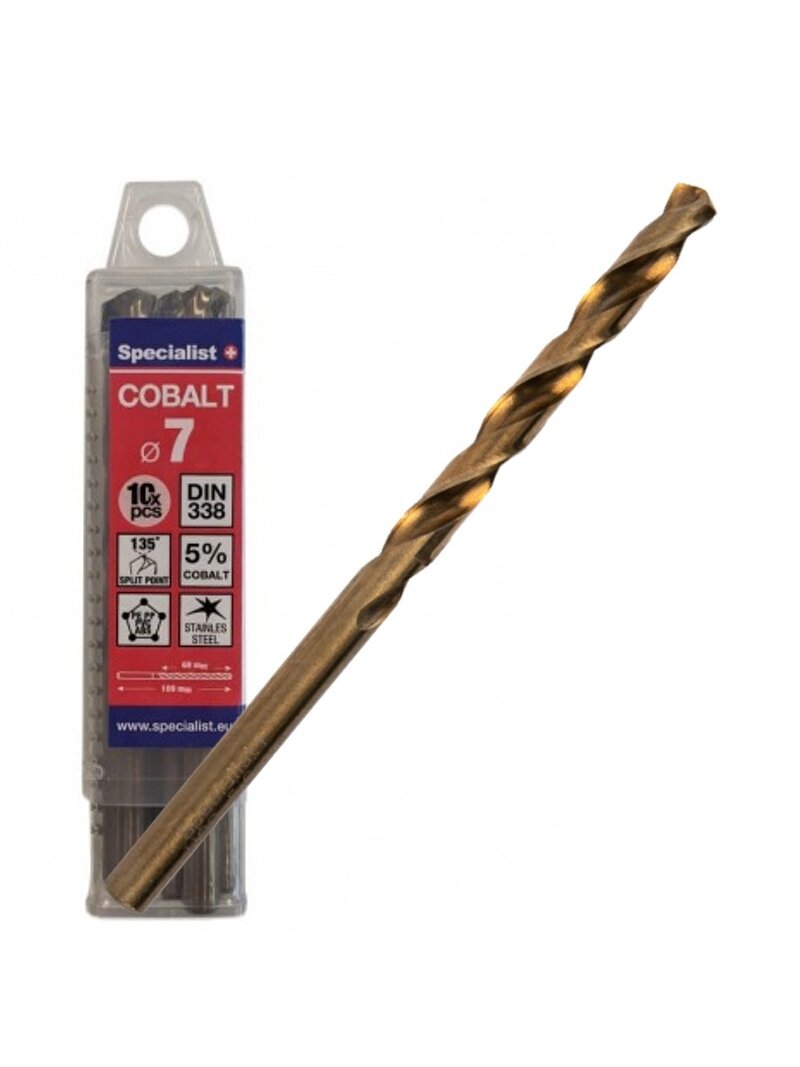 Specialist+ SPECIALIST+ metalo grąžtas COBALT, 7 mm, 10 vnt. Specialist+ SPECIALIST+ metalo grąžtas COBALT, 7 mm, 10 vnt.