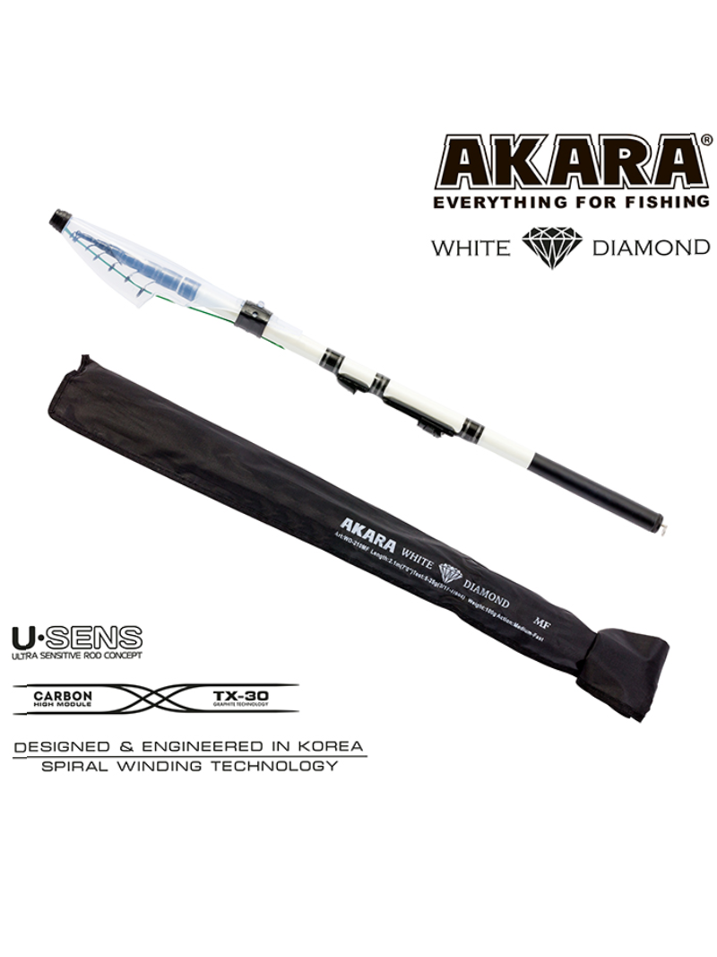 Spiningas teleskopinis AKARA White Diamond MF TX-30 240 cm 1