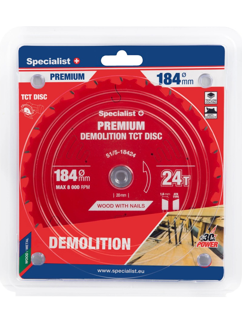 Specialist+ Pjovimo diskas 184x24Tx20/16mm, Demolition PREMIUM, SPECIALIST+ Specialist+ Pjovimo diskas 184x24Tx20/16mm, Demolition PREMIUM, SPECIALIST+