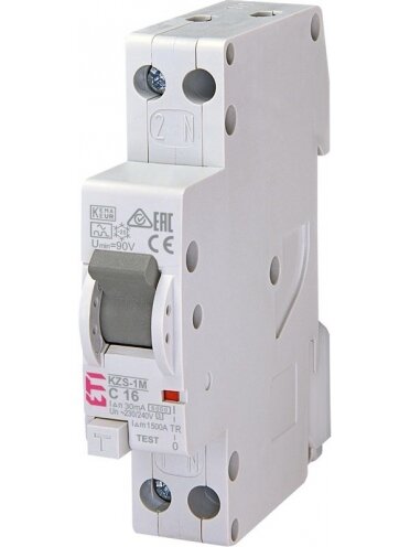 Srovės nuotėkio relė KZS-1M (C 16A; 6kA; 30mA A; 1P+N) Srovės nuotėkio relė KZS-1M (C 16A; 6kA; 30mA A; 1P+N)