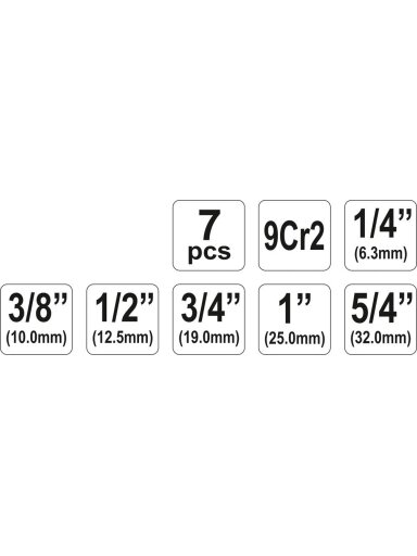 Sriegimo įrankių rinkinys vamzdžiams 7 vnt. Yato | 7vnt. (1/4" - 5/4")