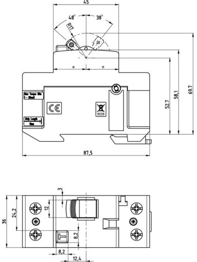 Srovės nuotėkio relė EFI-P2, 16A, 10kA, 30mA AC, 1P+N