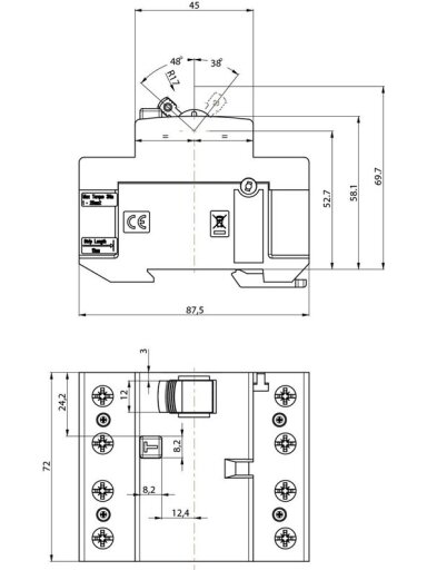 Srovės nuotėkio relė EFI-P4, 40A, 10kA, 30mA AC, 3P+N