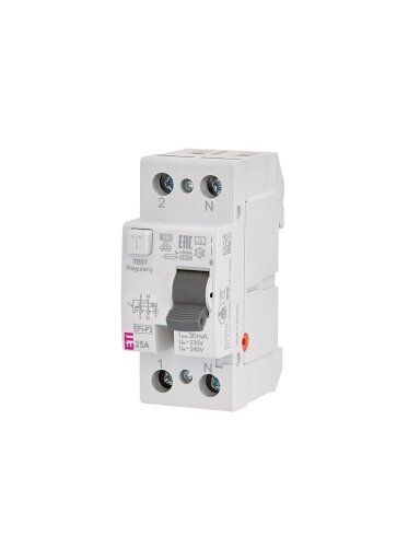 Srovės nuotėkio rėlė ETI EFI-P2 A 10kA, 2P, 25 A,240 V,30 mA
